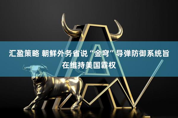 汇盈策略 朝鲜外务省说“金穹”导弹防御系统旨在维持美国霸权