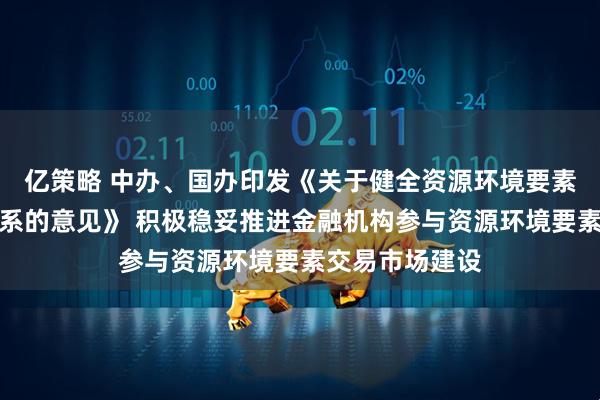亿策略 中办、国办印发《关于健全资源环境要素市场化配置体系的意见》 积极稳妥推进金融机构参与资源环境要素交易市场建设