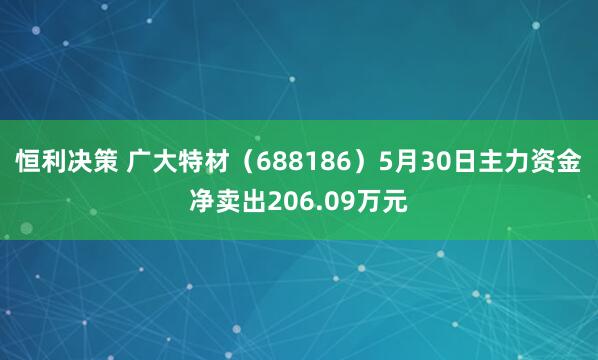 恒利决策 广大特材（688186）5月30日主力资金净卖出206.09万元