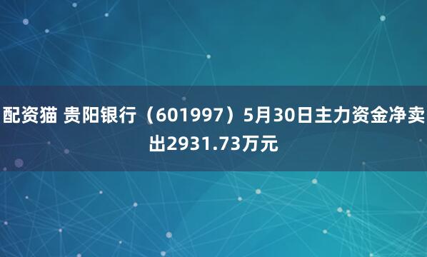 配资猫 贵阳银行（601997）5月30日主力资金净卖出2931.73万元